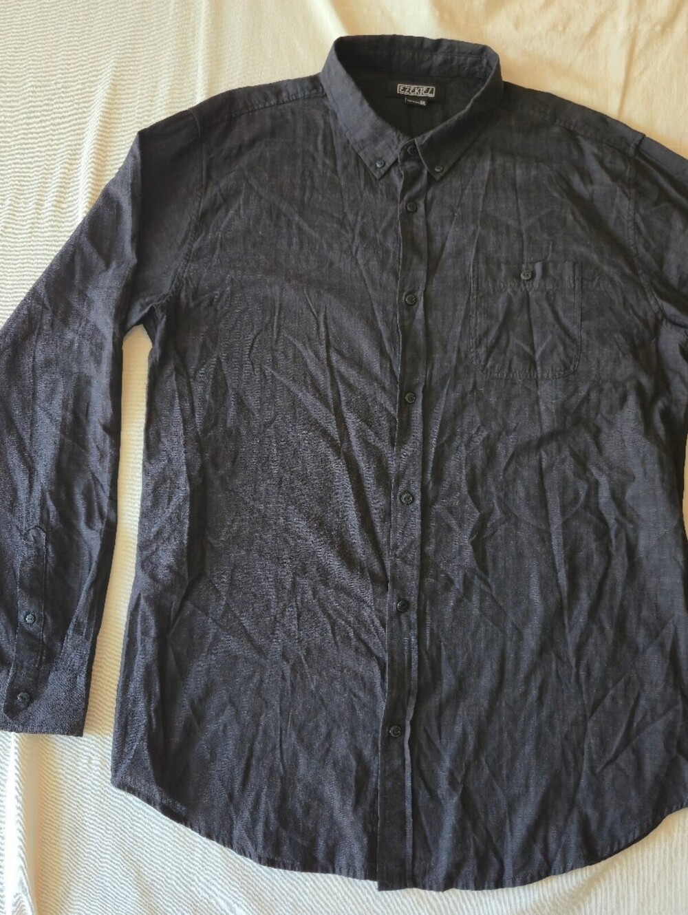 Ezekiel Men's XXL Black Button-Up Shirt 100% Cotton